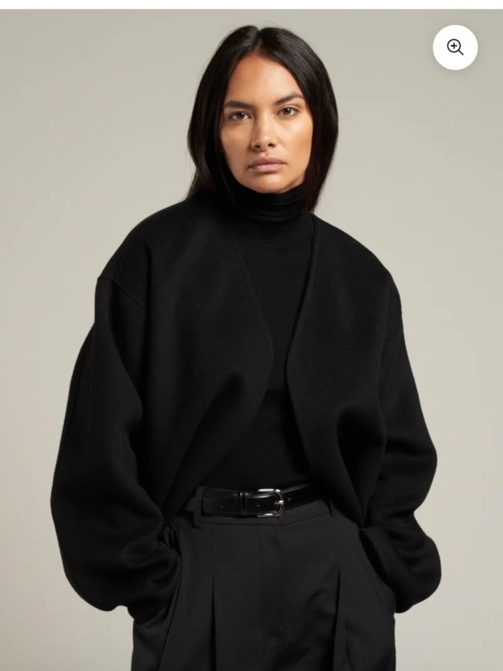 Marcela London Lana cropped black wool jacket